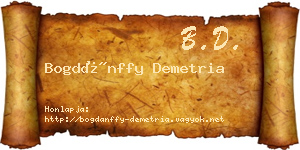 Bogdánffy Demetria névjegykártya